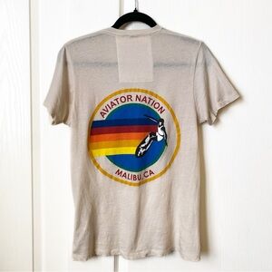 Aviator Nation Malibu Classic Surf Logo V Neck Tee Size Small
